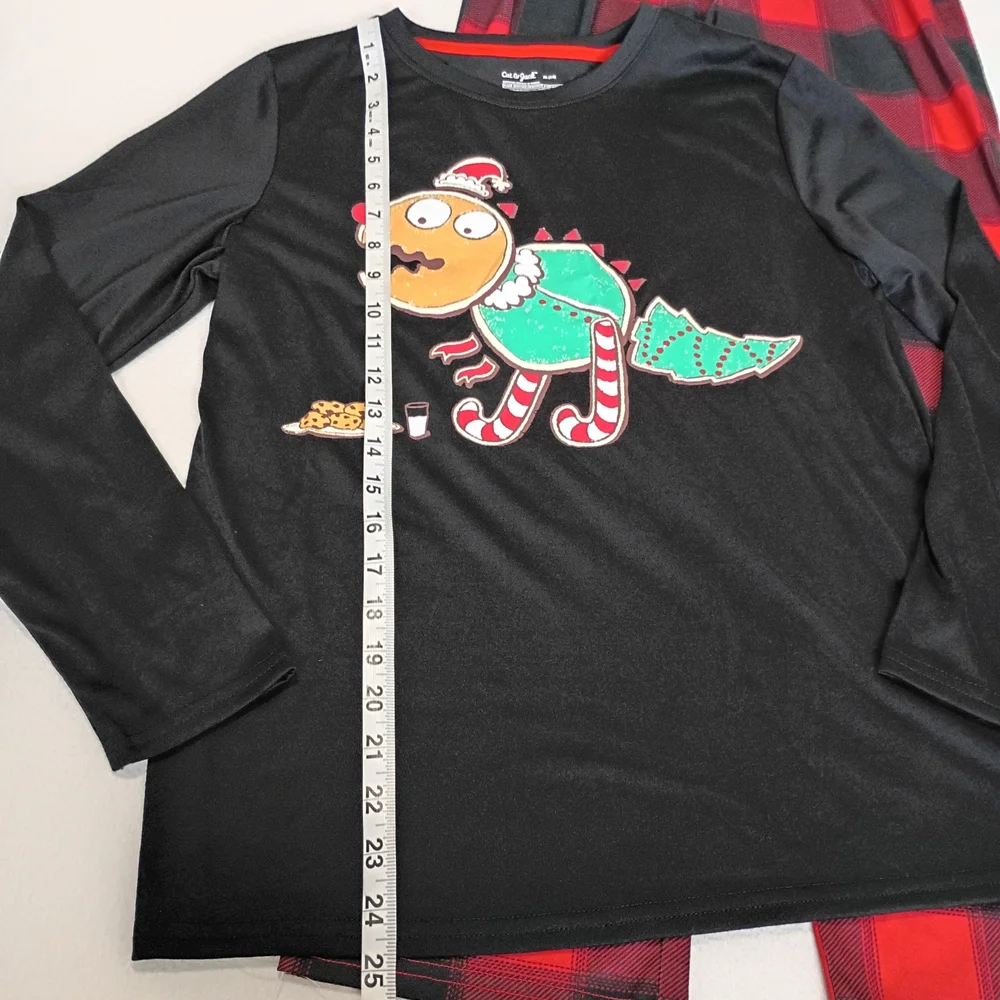 Cat & Jack NEWTeen Sz 14 Black and Red Dinosaur Cookie Pajama Set